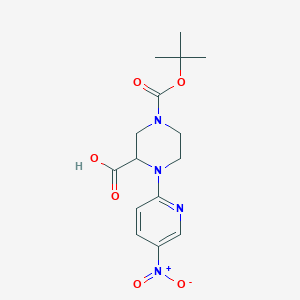 4-[(2-methylpropan-2-yl)oxycarbonyl]-1-(5-nitropyridin-2-yl)piperazine-2-carboxylic acid