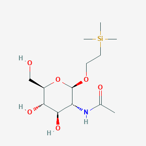 molecular formula C13H27NO6Si B13444597 N-((2R,3R,4R,5S,6R)-4,5-Dihydroxy-6-(hydroxymethyl)-2-(2-(trimethylsilyl)ethoxy)tetrahydro-2H-pyran-3-yl)acetamide 