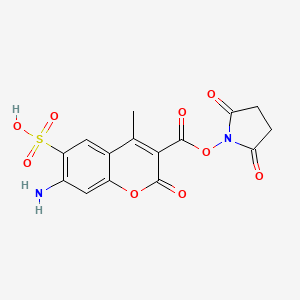 molecular formula C15H12N2O9S B13444644 7-Amino-3-(((2,5-dioxopyrrolidin-1-yl)oxy)carbonyl)-4-methyl-2-oxo-2H-chromene-6-sulfonic Acid 