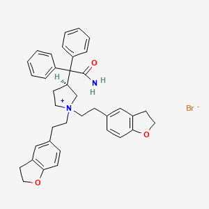 molecular formula C38H41BrN2O3 B13444666 2-[(3S)-1,1-bis[2-(2,3-dihydro-1-benzofuran-5-yl)ethyl]pyrrolidin-1-ium-3-yl]-2,2-diphenylacetamide;bromide 