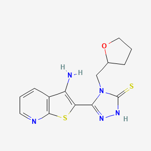 molecular formula C14H15N5OS2 B1344473 5-(3-氨基噻吩并[2,3-b]吡啶-2-基)-4-(四氢呋喃-2-基甲基)-4H-1,2,4-三唑-3-硫醇 CAS No. 1030433-47-6