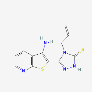molecular formula C12H11N5S2 B1344474 4-烯丙基-5-(3-氨基噻吩并[2,3-b]吡啶-2-基)-4H-1,2,4-三唑-3-硫醇 CAS No. 1030430-60-4