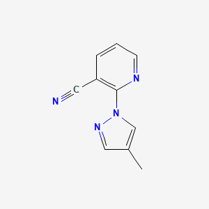 molecular formula C10H8N4 B1344476 2-(4-methyl-1H-pyrazol-1-yl)nicotinonitrile CAS No. 1119391-07-9
