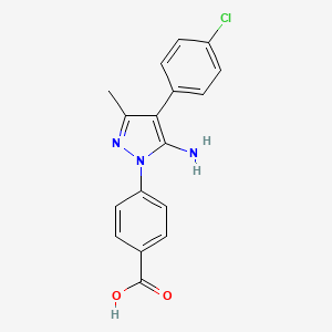 molecular formula C17H14ClN3O2 B1344481 4-[5-氨基-4-(4-氯苯基)-3-甲基-1H-吡唑-1-基]苯甲酸 CAS No. 895032-59-4