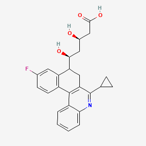 molecular formula C25H24FNO4 B13444821 (3R,5S)-5-(6-cyclopropyl-10-fluoro-7,8-dihydrobenzo[k]phenanthridin-8-yl)-3,5-dihydroxypentanoic acid 