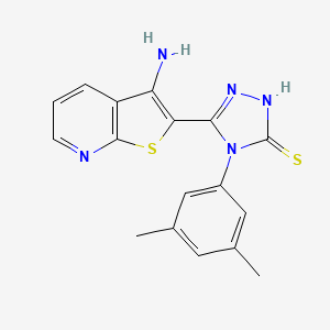 molecular formula C17H15N5S2 B1344483 5-(3-氨基噻吩并[2,3-b]吡啶-2-基)-4-(3,5-二甲基苯基)-4H-1,2,4-三唑-3-硫醇 CAS No. 1114597-32-8