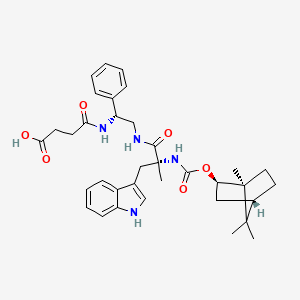 molecular formula C35H44N4O6 B13444979 4-[[(1R)-2-[[(2R)-3-(1H-indol-3-yl)-2-methyl-2-[[(1S,2R,4S)-1,7,7-trimethyl-2-bicyclo[2.2.1]heptanyl]oxycarbonylamino]propanoyl]amino]-1-phenylethyl]amino]-4-oxobutanoic acid 