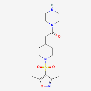 2-{1-[(3,5-Dimethyl-1,2-oxazol-4-yl)sulfonyl]piperidin-4-yl}-1-(piperazin-1-yl)ethanone