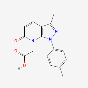 molecular formula C17H17N3O3 B1344502 [3,4-二甲基-1-(4-甲苯基)-6-氧代-1,6-二氢-7H-吡唑并[3,4-b]吡啶-7-基]乙酸 CAS No. 1119449-99-8