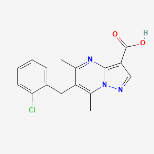 molecular formula C16H14ClN3O2 B1344507 6-(2-氯苄基)-5,7-二甲基吡唑并[1,5-a]嘧啶-3-羧酸 CAS No. 1119452-25-3
