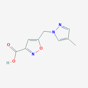 molecular formula C9H9N3O3 B1344519 5-[(4-甲基-1H-吡唑-1-基)甲基]异恶唑-3-羧酸 CAS No. 1170258-35-1