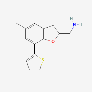 (5-Methyl-7-thiophen-2-yl-2,3-dihydro-1-benzofuran-2-yl)methanamine