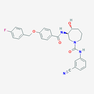 (3R,4R)-N-(3-Cyanophenyl)-3-[[4-[(4-fluorophenyl)methoxy]benzoyl]amino]hexahydro-4-hydroxy-1H-azepine-1-carboxamide