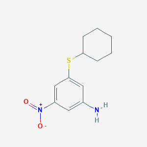 molecular formula C12H16N2O2S B1344558 3-(环己基硫基)-5-硝基苯胺 CAS No. 898808-59-8