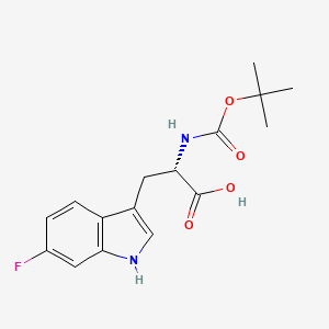 molecular formula C16H19FN2O4 B1344588 (S)-2-((叔丁氧羰基)氨基)-3-(6-氟-1H-吲哚-3-基)丙酸 CAS No. 67308-25-2