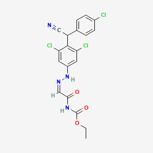 molecular formula C19H15Cl3N4O3 B13445885 N-[2-[2-[3,5-Dichloro-4-[(4-chlorophenyl)cyanomethyl]phenyl]hydrazinylidene]acetyl]-carbamic Acid Ethyl Ester 