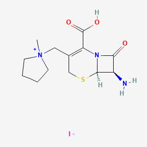 molecular formula C13H20IN3O3S B13445933 (6R,7R)-7-amino-3-[(1-methylpyrrolidin-1-ium-1-yl)methyl]-8-oxo-5-thia-1-azabicyclo[4.2.0]oct-2-ene-2-carboxylic acid;iodide CAS No. 111390-01-3