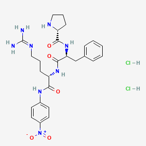 molecular formula C26H36Cl2N8O5 B1344603 (2R)-N-[(2S)-1-[[(2S)-5-(二氨基亚甲基氨基)-1-(4-硝基苯胺基)-1-氧戊烷-2-基]氨基]-1-氧-3-苯基丙烷-2-基]吡咯烷-2-甲酰胺；二盐酸盐 CAS No. 62354-56-7