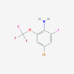 molecular formula C7H4BrF3INO B13446067 4-Bromo-2-iodo-6-(trifluoromethoxy)aniline 