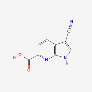 molecular formula C9H5N3O2 B13446091 3-cyano-1H-pyrrolo[2,3-b]pyridine-6-carboxylic acid 