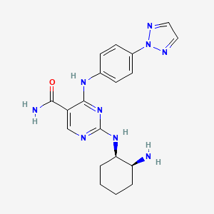 molecular formula C19H23N9O B13446816 2-[[(1R,2S)-2-aminocyclohexyl]amino]-4-[4-(triazol-2-yl)anilino]pyrimidine-5-carboxamide 