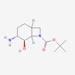 molecular formula C12H22N2O3 B13446847 tert-butyl (1RS,4RS&,5SR&,6SR)-4-amino-5-hydroxy-7-azabicyclo[4.2.0]octane-7-carboxylate 