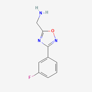 molecular formula C9H8FN3O B1344685 [3-(3-Fluorophenyl)-1,2,4-oxadiazol-5-yl]methanamine CAS No. 937651-13-3