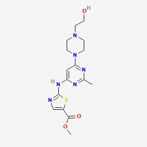 molecular formula C16H22N6O3S B13446867 Methyl Hydroxyethyl Piperazinyl Methyl Pyrimidinylamino Thiazolecarboxylate 