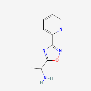 molecular formula C9H10N4O B1344687 1-(3-Pyridin-2-yl-1,2,4-oxadiazol-5-yl)ethanamine CAS No. 936940-60-2