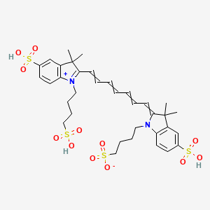 molecular formula C35H44N2O12S4 B13446919 4-[2-[7-[3,3-Dimethyl-5-sulfo-1-(4-sulfobutyl)indol-1-ium-2-yl]hepta-2,4,6-trienylidene]-3,3-dimethyl-5-sulfoindol-1-yl]butane-1-sulfonate CAS No. 111203-72-6