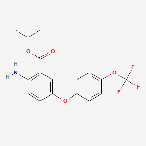 molecular formula C18H18F3NO4 B13447018 Isopropyl 2-amino-4-methyl-5-(4-(trifluoromethoxy)phenoxy)benzoate 