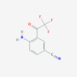 molecular formula C9H5F3N2O B13447071 4-Amino-3-(trifluoroacetyl)benzonitrile 