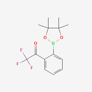 molecular formula C14H16BF3O3 B13447221 2,2,2-Trifluoro-1-[2-(tetramethyl-1,3,2-dioxaborolan-2-yl)phenyl]ethan-1-one 