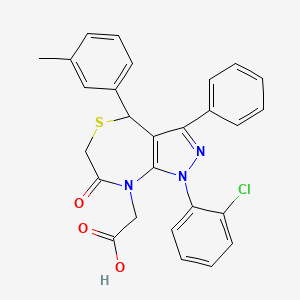 molecular formula C27H22ClN3O3S B13447312 1-(2-Chlorophenyl)-1,4,6,7-tetrahydro-4-(3-methylphenyl)-7-oxo-3-phenyl-8H-pyrazolo[3,4-e][1,4]thiazepine-8-acetic Acid 