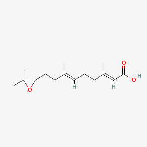 molecular formula C15H24O3 B13447364 3,7,11-Trimethyl-10,11-epoxy-2,6-dodecadienoic acid CAS No. 34375-62-7