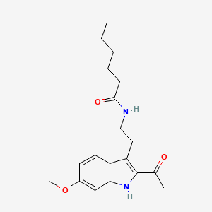 molecular formula C19H26N2O3 B13447463 N-[2-(2-acetyl-6-methoxy-1H-indol-3-yl)ethyl]hexanamide 