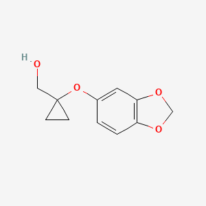 molecular formula C11H12O4 B13447526 [1-(1,3-Dioxaindan-5-yloxy)cyclopropyl]methanol 