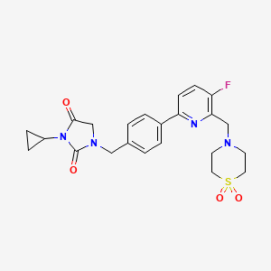 3-Cyclopropyl-1-[[4-[6-[(1,1-dioxo-1,4-thiazinan-4-yl)methyl]-5-fluoropyridin-2-yl]phenyl]methyl]imidazolidine-2,4-dione