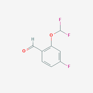 molecular formula C8H5F3O2 B13447669 2-(Difluoromethoxy)-4-fluorobenzaldehyde 