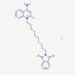 molecular formula C28H34IN3O2 B13447751 4-Amino-1-(10-phthalimidodecyl)quinaldinium Iodide 