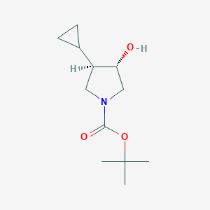 molecular formula C12H21NO3 B13447792 1-Pyrrolidinecarboxylic acid, 3-cyclopropyl-4-hydroxy-, 1,1-dimethylethyl ester, (3r,4s)-rel- 