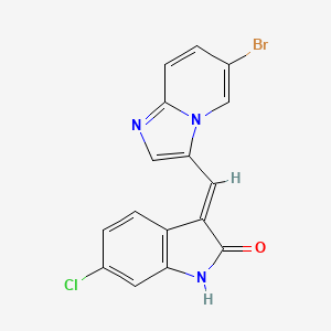 molecular formula C16H9BrClN3O B13447842 3-({6-bromoimidazo[1,2-a]pyridin-3-yl}methylidene)-6-chloro-2,3-dihydro-1H-indol-2-one CAS No. 1390987-84-4