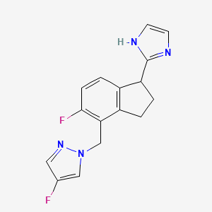 4-fluoro-1-[[5-fluoro-1-(1H-imidazol-2-yl)-2,3-dihydro-1H-inden-4-yl]methyl]pyrazole