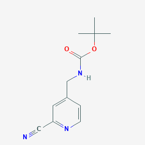 molecular formula C12H15N3O2 B1344831 4-[(tert-Butoxycarbonylamino)methyl]-2-cyanopyridine CAS No. 214472-06-7