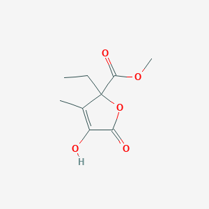 molecular formula C9H12O5 B13448463 Methyl 2-ethyl-4-hydroxy-3-methyl-5-oxofuran-2-carboxylate 