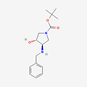 molecular formula C16H24N2O3 B1344851 叔丁基 (3R,4R)-3-(苄氨基)-4-羟基吡咯烷-1-甲酸酯 CAS No. 429673-83-6