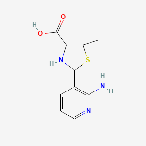 molecular formula C11H15N3O2S B1344855 2-(2-氨基吡啶-3-基)-5,5-二甲基-1,3-噻唑烷-4-羧酸 CAS No. 1218077-95-2