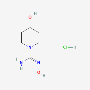 molecular formula C6H14ClN3O2 B13449323 N',4-dihydroxypiperidine-1-carboximidamide hydrochloride 