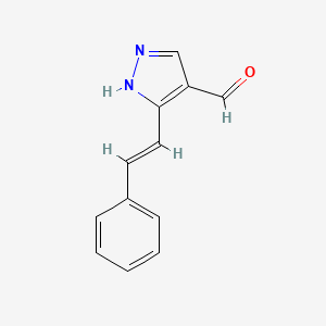 molecular formula C12H10N2O B1344949 3-[(E)-2-苯乙烯基]-1H-吡唑-4-甲醛 CAS No. 1159834-02-2