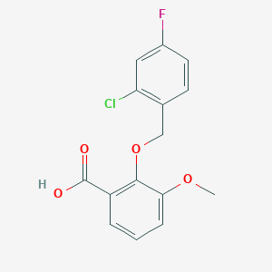 molecular formula C15H12ClFO4 B1344961 2-[(2-Chloro-4-fluorobenzyl)oxy]-3-methoxybenzoic acid CAS No. 1142201-91-9